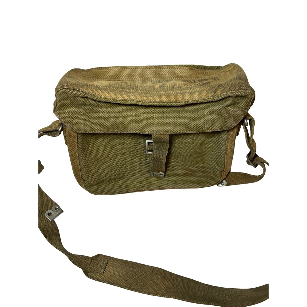 Vintage Military Satchel Signal No.1 MK VI Canvas Messenger Bag Olive Drab